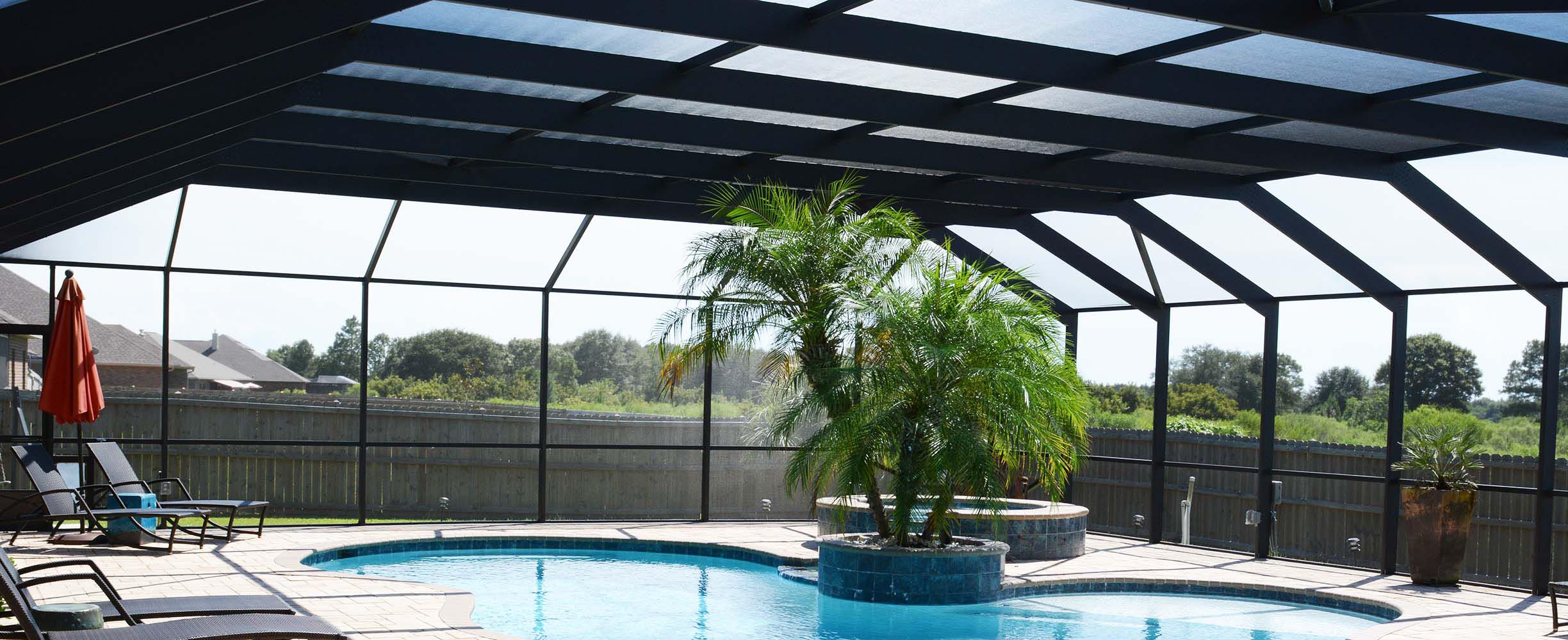 Completed screened pool enclosure